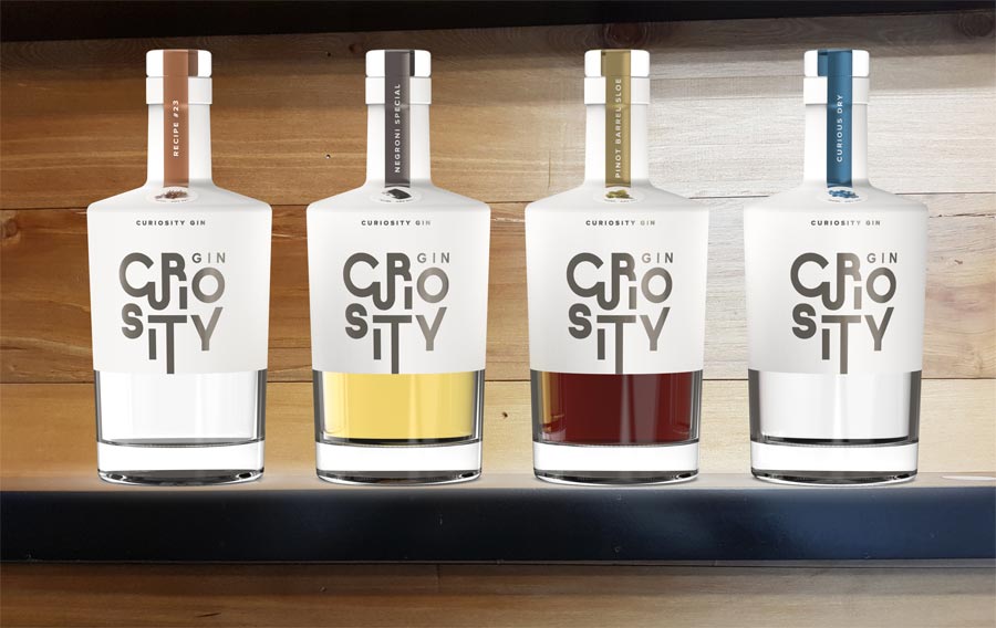 Curiosity Gin New Bottles on shelf web