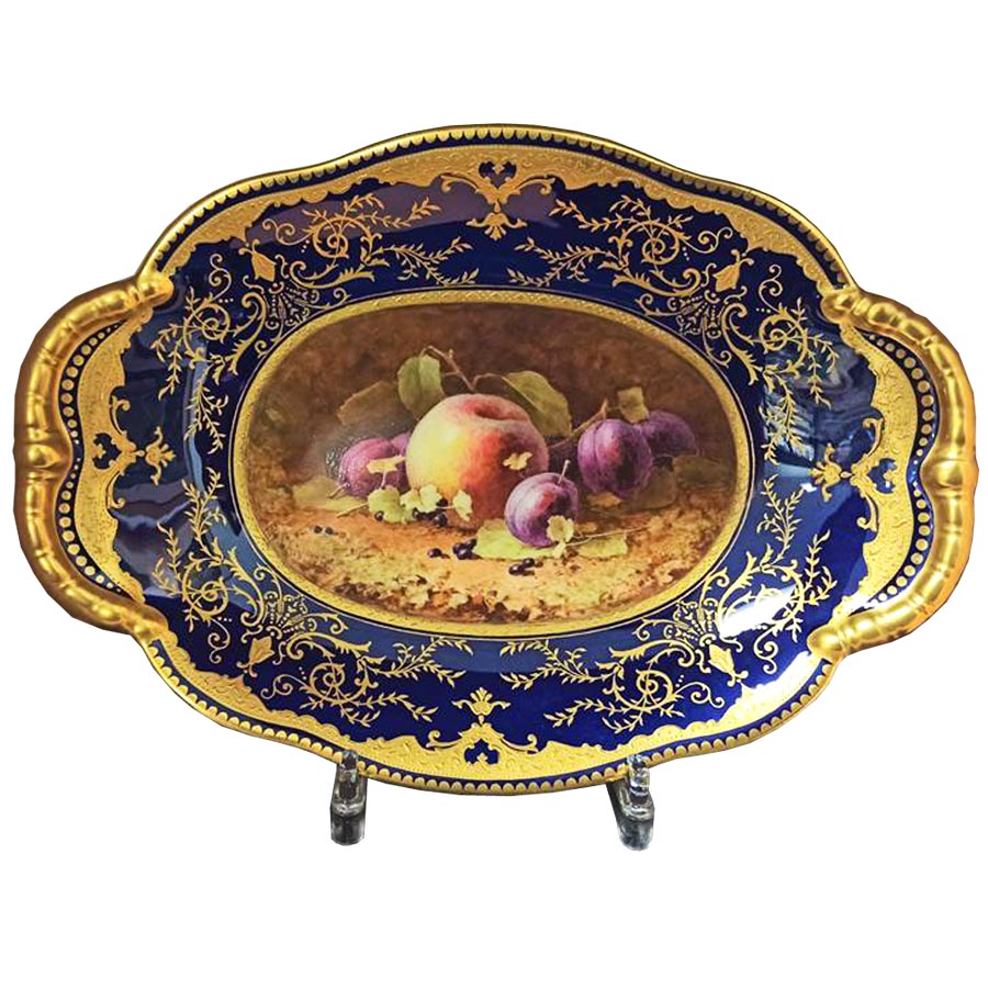 Hand-painted Coalport plate by E.H. Chivers C1900 from Village Green Antiques plate web