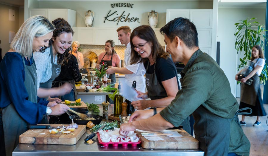 Riverside Kitchen RK cooking class in progress web