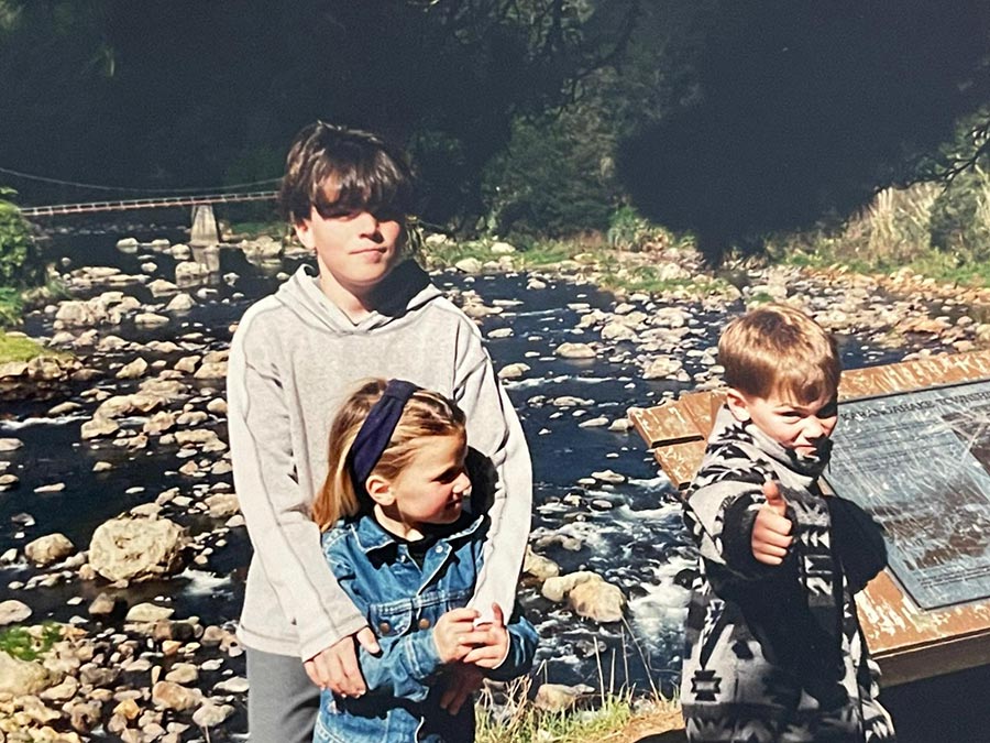 Gemma and her brothers on a family camping trip. Gemma and her brothers on a family camping trip