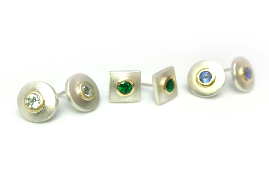 Jeremy Leemng Sterling 18ct Gold Earrings with Aquamarines Chrome Tourmalines and Ceylon Sapphires Jeremy Leemng
