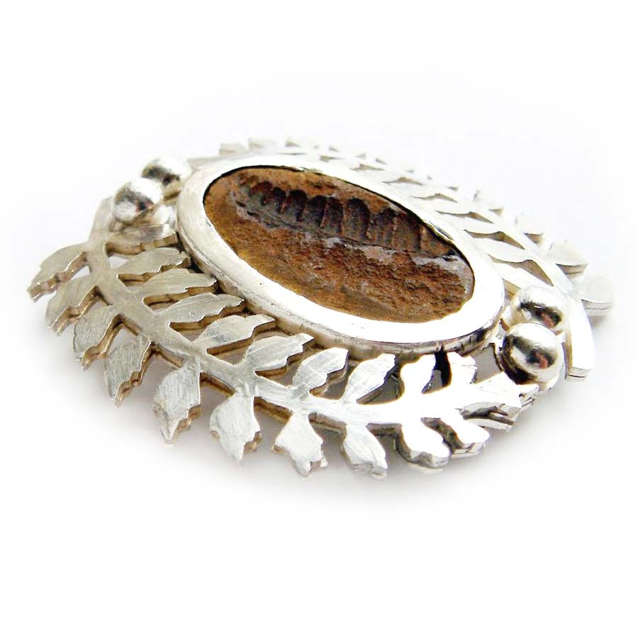 Lynn Kelly Sterling Silver Fern Fossil Brooch by Lynn Kelly edit