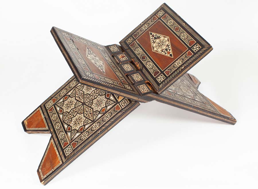 A Qur’an stand on display as part of the exhibition. Quran stand web