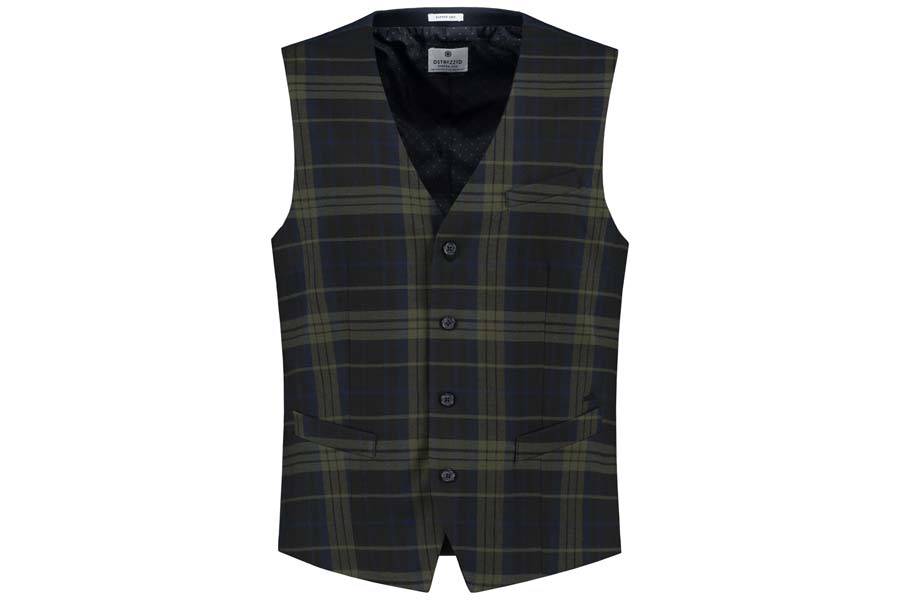 Dstrezzed Waistcoat - English Check Dstrezzed 121117 Dk Navy