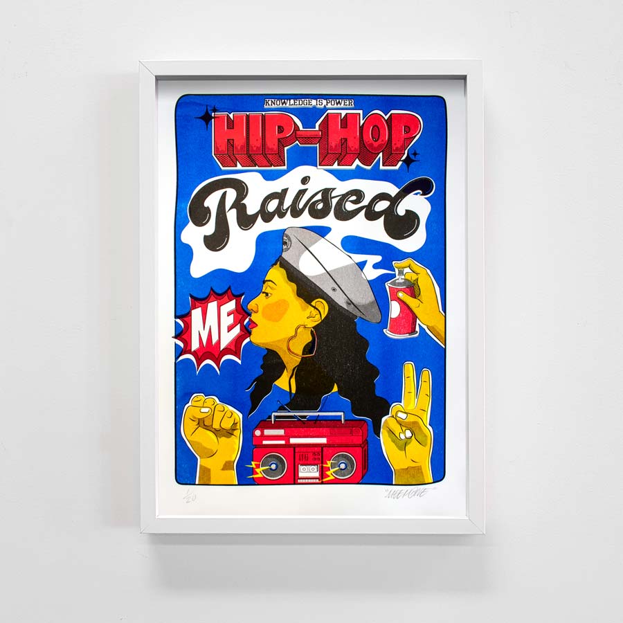 Meep “Hip-hop raised me” MEEP riso photo framed