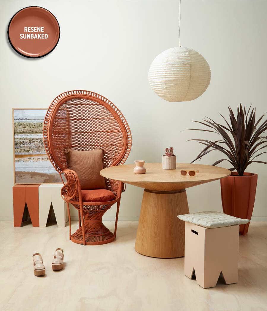Image: Bryce Carleton Kate Alexander living white orange Resene Half Spanish White ColorwoodWhitewash SunbakedDespacitoShabbyChic photo Bryce Carleton